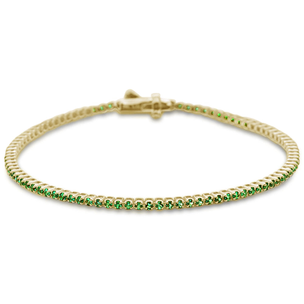 <span style="color:purple">SPECIAL!</span>1.24ct 14K Yellow Gold Natural Emerald Tennis Bracelet 7"