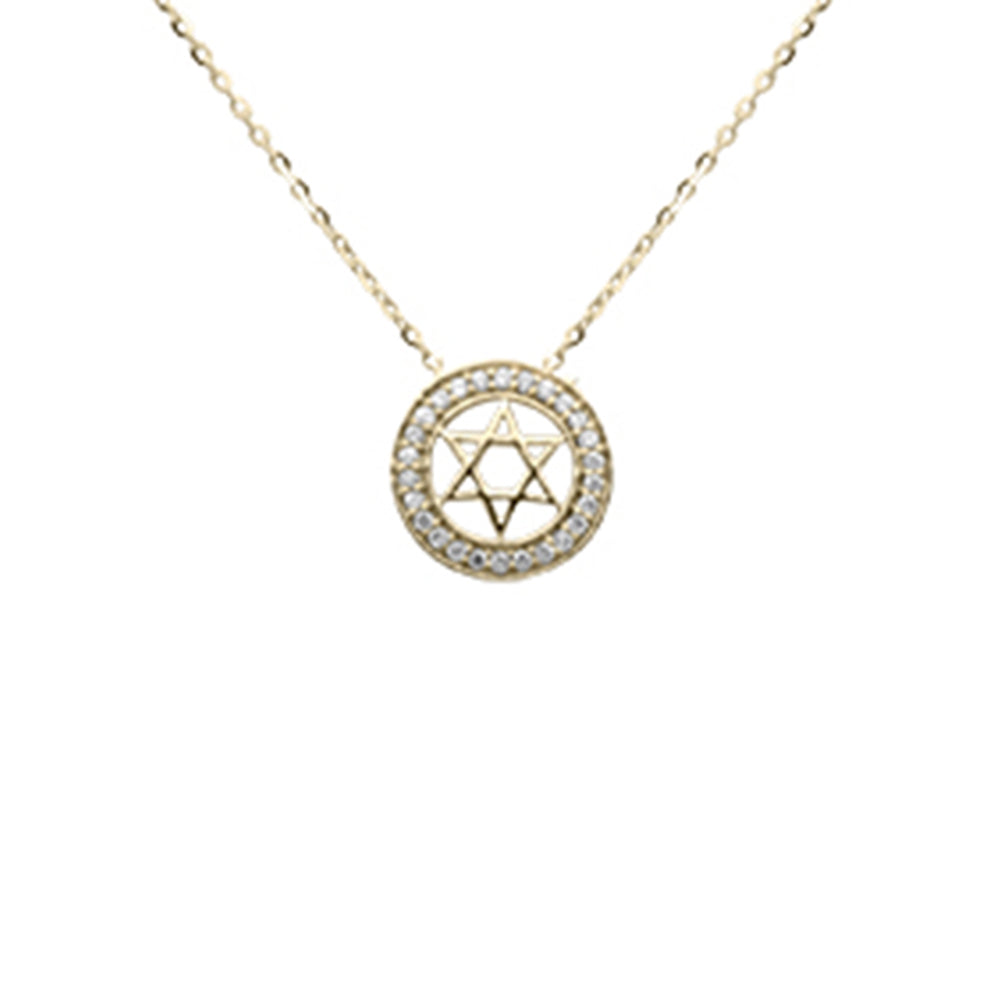 .08ct G SI 14K Yellow Gold Diamond Star of David Pendant Necklace 16+2" Ext