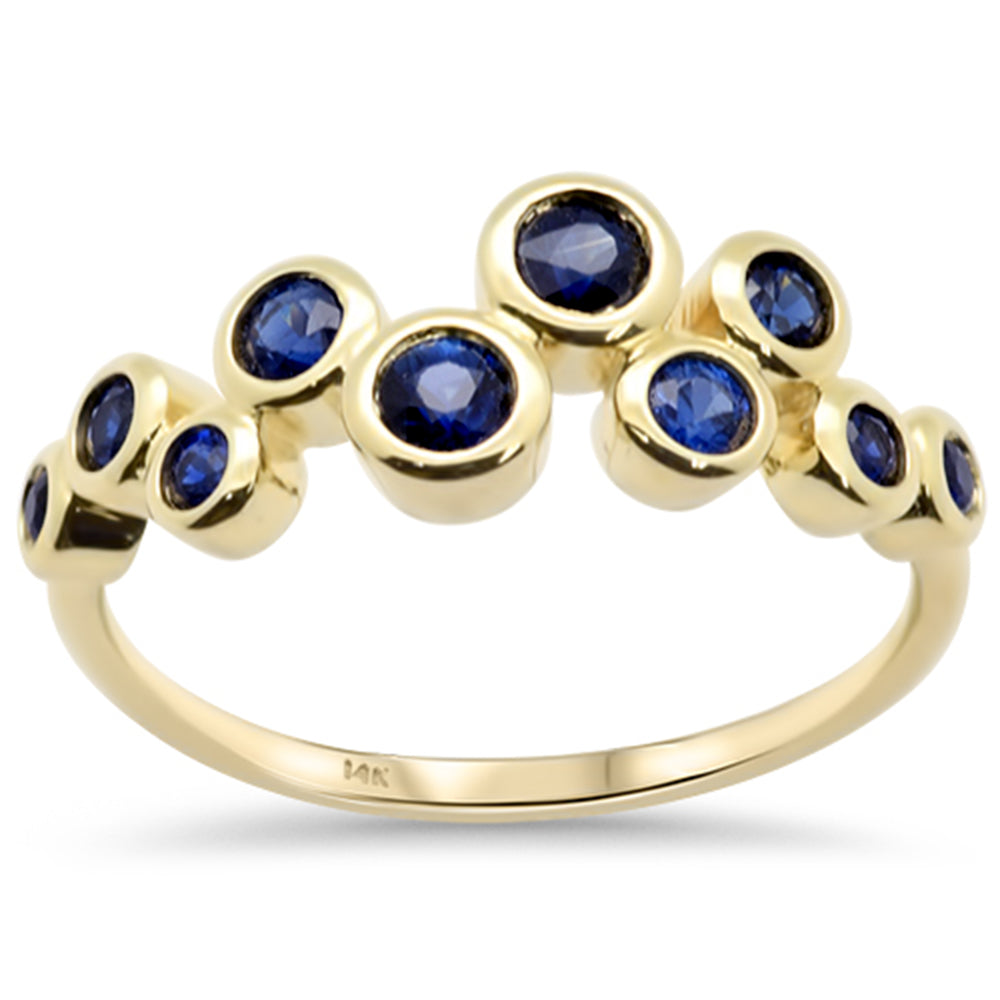 .66ct G SI 14K Yellow Gold Blue Sapphire Gemstone Ring Band Size 6.5