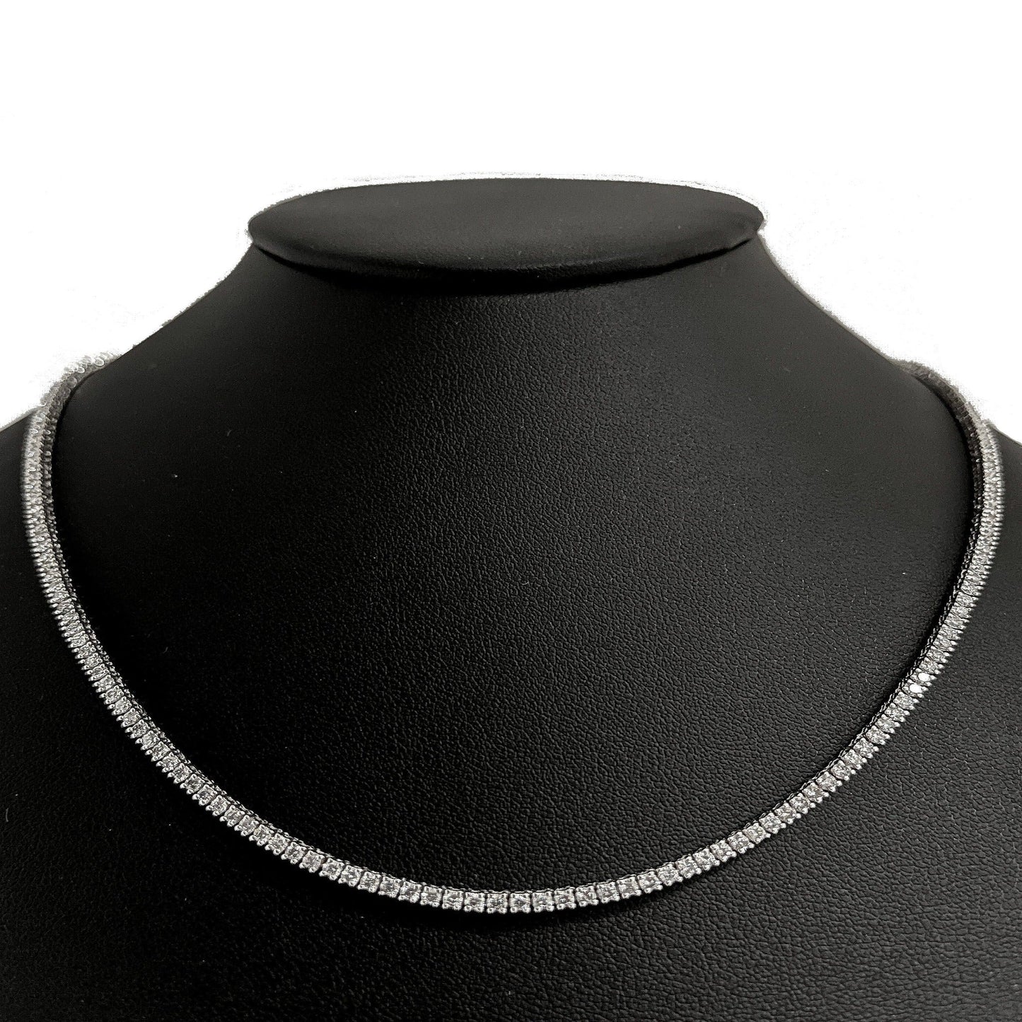 <span style="color:purple">SPECIAL!</span> 7.05ct G SI 14K White Gold Diamond Tennis Necklace 16"