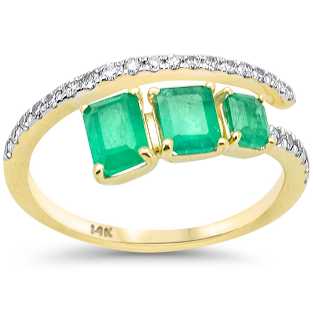 <span style="color:purple">SPECIAL!</span> 1.45ct G SI 14K Yellow Gold Diamond & Emerald Gemstones Ring Size 6.5